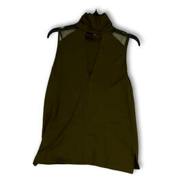 Womens Green Sleeveless Mock Neck Cut Out Back Slide Slit Blouse Top Size S alternative image