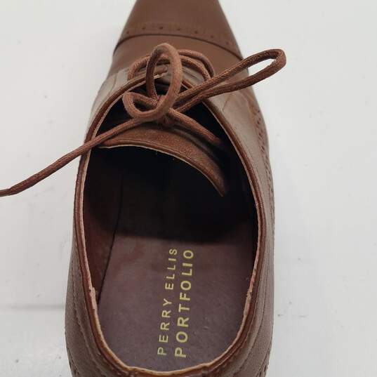 Perry Ellis Portfolio Oxford Dress Shoes Brown Size 8.5 image number 8