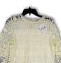 NWT Womens White Lace Bell Sleeve Round Neck Pullover Blouse Top Size M image number 3