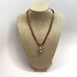 Designer Brighton Silver-Tone Corded Pave Crystal Pendant Necklace 17.1g