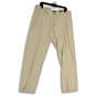 Mens Beige Flat Front Slash Pockets Straight Leg Dress Pants Size 38x32 image number 1
