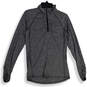Womens Gray Heather Mock Neck 1/4 Zip Pullover Activewear Top Size S image number 1