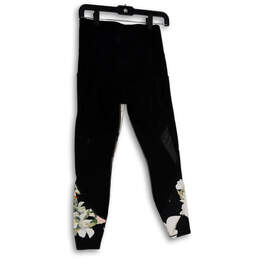 Womens Black Floral Elastic Waist Pull-On Compression Ankle Leggings Size S alternative image