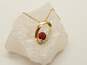 10k Yellow Gold Garnet & Diamond Accent Pendant Necklace 2.1g image number 2