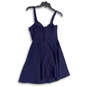 Womens Blue Wide Strap Sleeveless Knot Back Zip Fit & Flare Dress Size XS image number 2