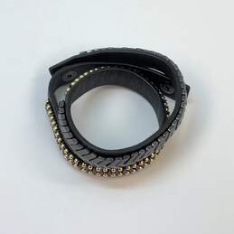 Designer Stella & Dot Black Leather Gilded Path Double Wrap Bracelet alternative image