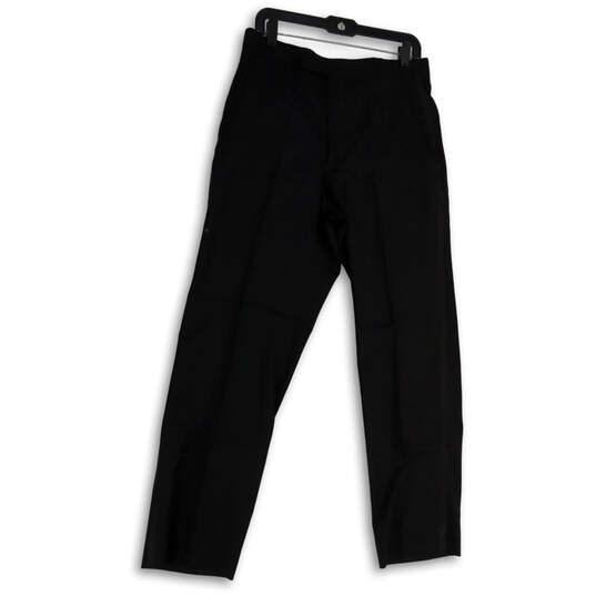 NWT Mens Black Flat Front Slash Pockets Straight Leg Dress Pants Size 32R image number 1