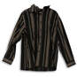 Mens Brown Striped Long Sleeve Spread Collar Button-Up Size X-Large image number 1