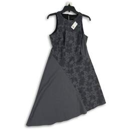 NWT Womens Gray Crew Neck Sleeveless Asymmetric Hem A-Line Dress Size 4