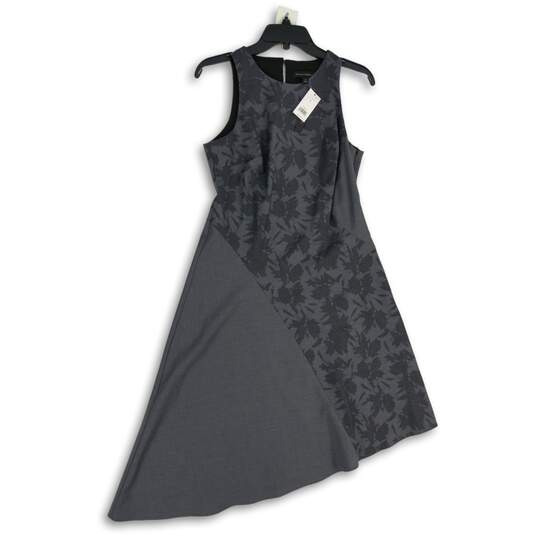 NWT Womens Gray Crew Neck Sleeveless Asymmetric Hem A-Line Dress Size 4 image number 1
