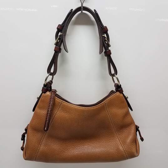 Vintage Dooney & Bourke Brown Pebbled Leather Shoulder Bag image number 2