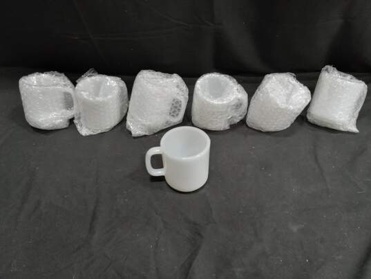 Glasbake Bundle of 7 Milk Glass Mugs image number 1