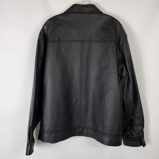 St. John Bay Men Black Leather Jacket SZ XL image number 2