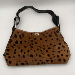 Womens Brown Animal Print Inner Zip Pocket Adjustable Strap Shoulder Bag