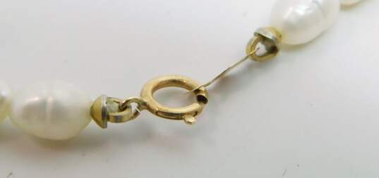 Romantic 14K Yellow Gold Clasp Pearl Bracelet 5.9g image number 2