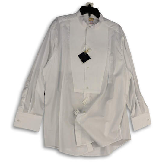 NWT Mens White Collared Long Sleeve Pockets Dress Shirt Size 17.5-33 image number 3