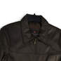 Womens Brown Leather Spread Collar Long Sleeve Full-Zip Jacket Size M image number 3