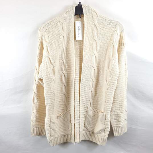 Futurino Women Ivory Cable Knit Cardigan S NWT image number 1