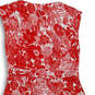 Womens Red Floral Sleeveless Drawstring Waist Midi A-Line Dress Size 0 image number 4