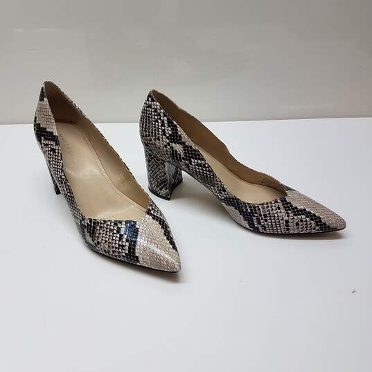 Marc Fisher Pumps Womens 8 Gray Snake Print Faux Leather Pointed Toe Claire Heel Sz 9.5M image number 2