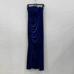 Womens Blue Sleeveless Regular Fit Back-Zip Maxi Dress Size Medium