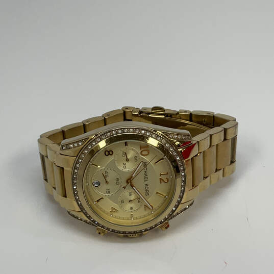 Designer Michael Kors Blair MK5166 Gold-Tone Round Dial Analog Wristwatch image number 3