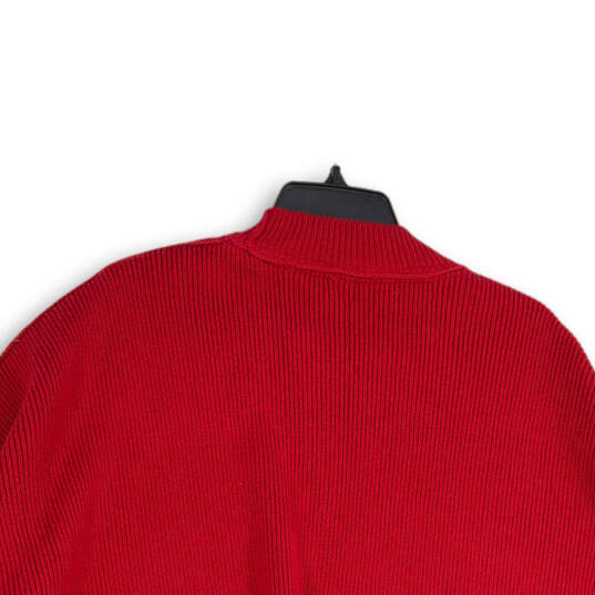 NWT Womens Red Knitted Crew Neck Long Sleeve Pullover Sweater Size Medium image number 4