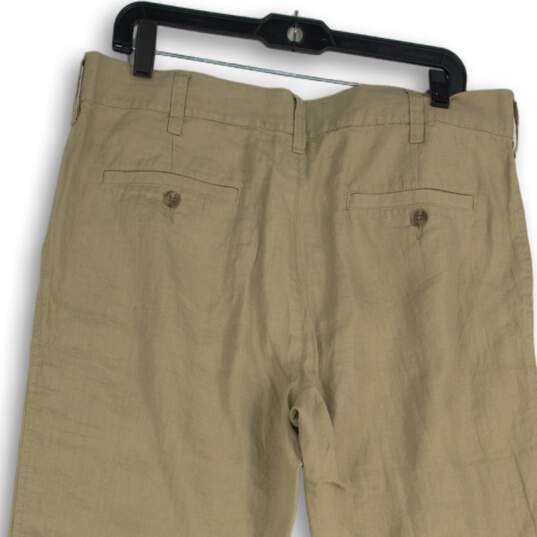 NWT Mens Khaki Flat Front Slash Pockets Straight Leg Chino Pants Size 36x30 image number 4