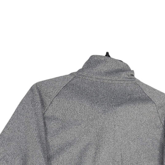 Mens Gray Black Striped Mock Neck Full-Zip Long Sleeve Track Jacket Size XL image number 4