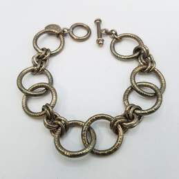 Vintage Sterling Silver Circular Link 7 1/2in Toggle Bracelet 29.1g