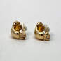 Designer Swarovski Gold-Tone Crystal Cut Stone Clip-On Half Hoop Earrings image number 4
