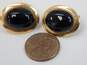 14K Yellow Gold Onyx Cabochon Oval Omega Clip Post Earrings 6.5g image number 6