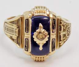 Vintage 10K Gold Blue Spinel & Black Enamel Class Ring 5.9g alternative image