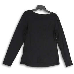 Womens Black Long Sleeve Drape Neck Pullover Blouse Top Size Large alternative image
