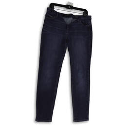 Womens Blue Mid Rise Medium Wash Pockets Denim Skinny Leg Jeans Size 10