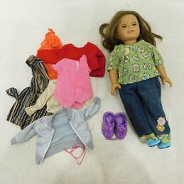 American Girl Doll Blue Eyes Brown Hair Freckles W/ Clothing Shoes