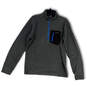 Mens Gray Mock Neck Long Sleeve Half Zip Fleece Jacket Size Medium image number 1