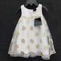 NWT Baby Girls White Gold Polka Dots Sleeveless A Line Dress Size 3-6 Months image number 1