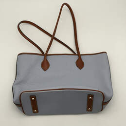 Womens Blue Brown Leather Inner Zip Pocket Double Handle Shoulder Bag alternative image