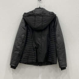 Womens Black Long Sleeve Pockets Full Zip Hooded Puffer Jacket Size 14 alternative image
