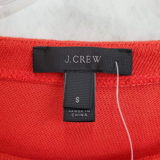 J. Crew Red Orange & White Striped Cotton Tunic WM Size S NWT image number 3