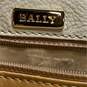 Bally Leather Vintage Woven Flap Crossbody Cream Brown image number 4