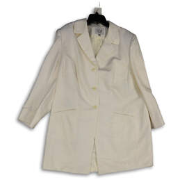 Womens White Notch Lapel Long Sleeve Three Button Blazer Size 20W