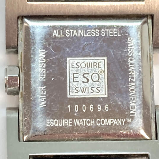 Designer ESQ Mens Black Rectangle Stainless Steel Analog Wristwatch 29.4g image number 3
