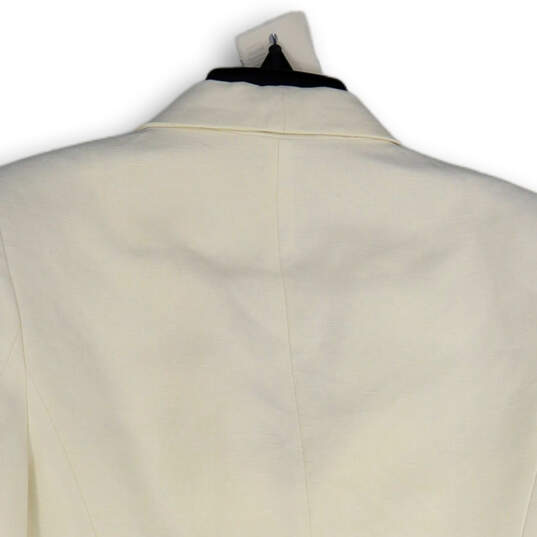 Womens White Shawl Collar Long Sleeve Single Button Blazer Size 10 image number 4