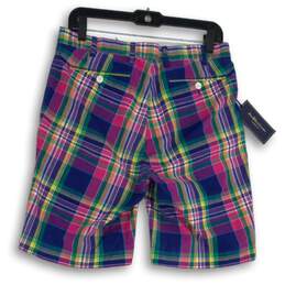 NWT Mens Multicolor Plaid Flat Front Slash Pockets Chino Shorts Size 30 alternative image