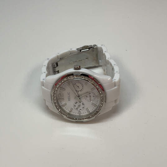 Designer Relic ZR15551 Rhinestone Round Dial Chronograph Analog Wristwatch image number 2