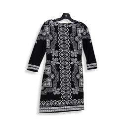 Womens Black 3/4 Sleeve Key Hole Neck Pullover Mini Dress Size 2XS alternative image