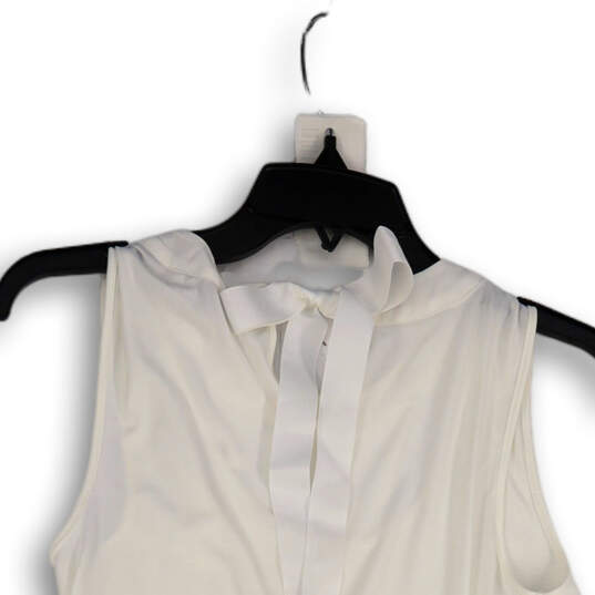 NWT Womens White Tie Neck Back Sleeveless Pullover Blouse Top Size XS image number 4
