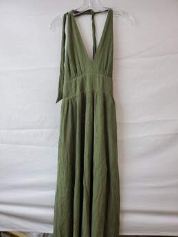 Abercrombie & Fitch Green Plunge Halter Maxi Dress Size ST